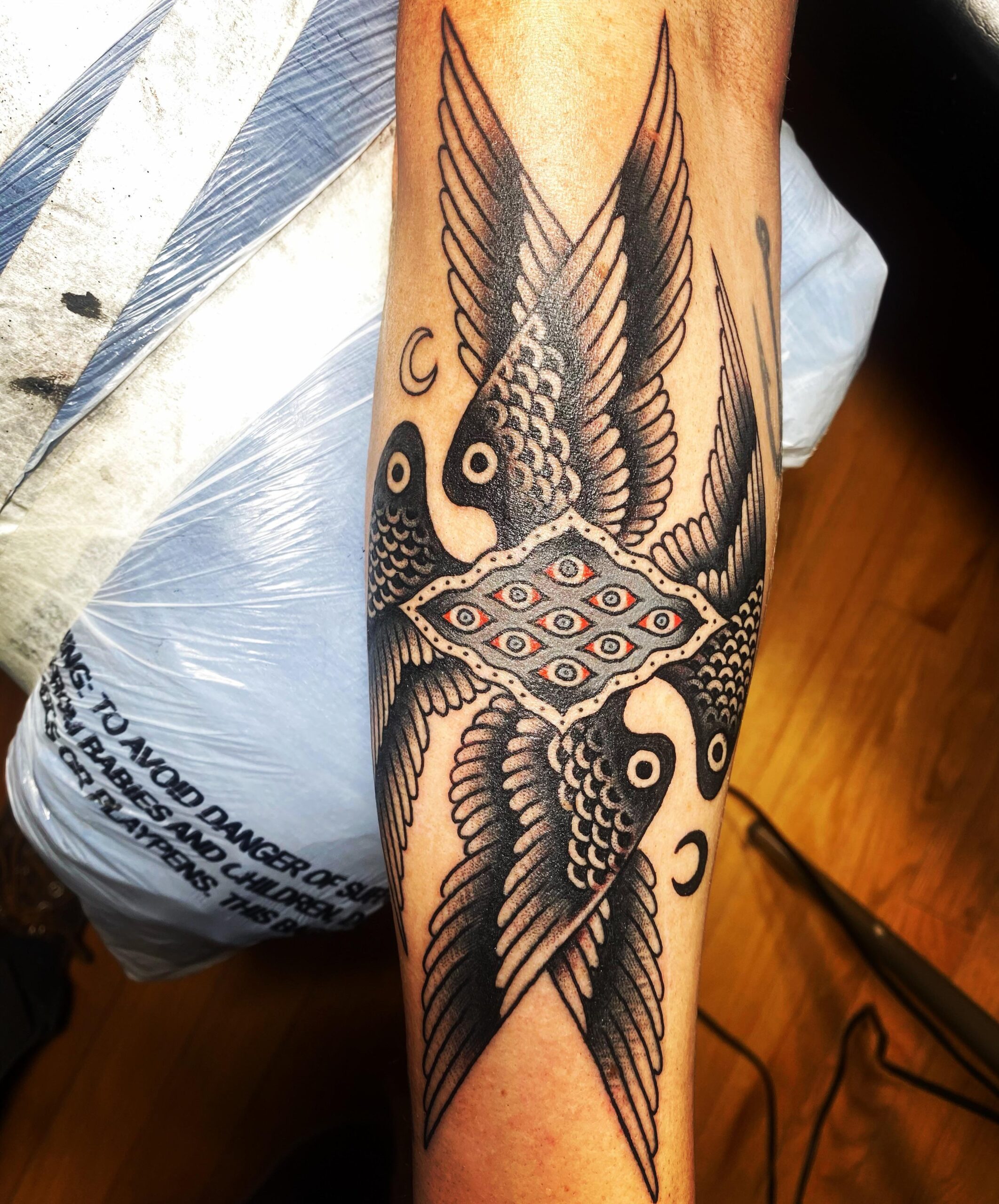 Detailed traditional bird tattoo design
