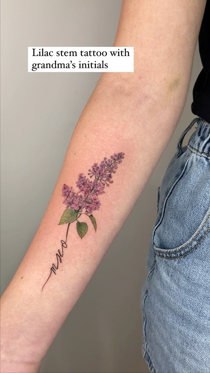 Delicate Lilac Memorial Tattoo