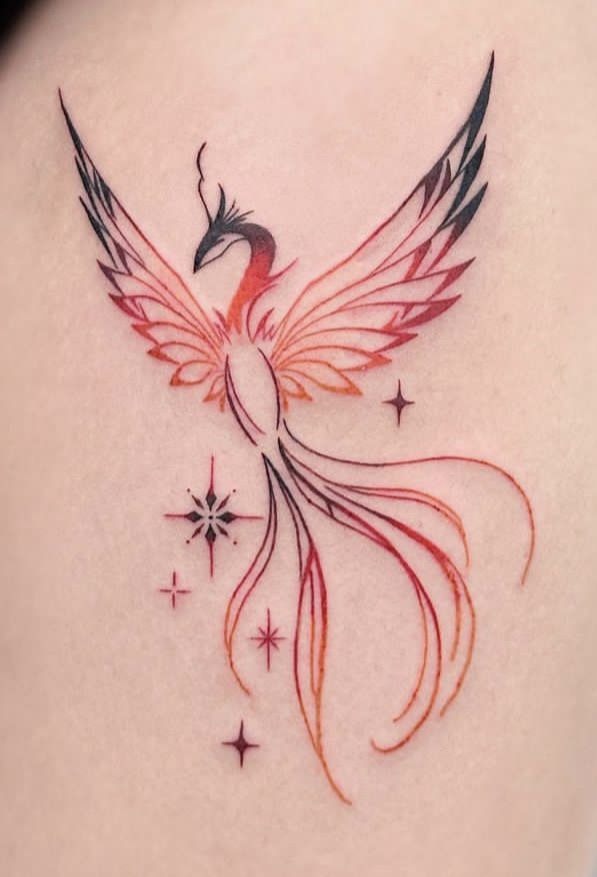 Minimalist watercolor phoenix design