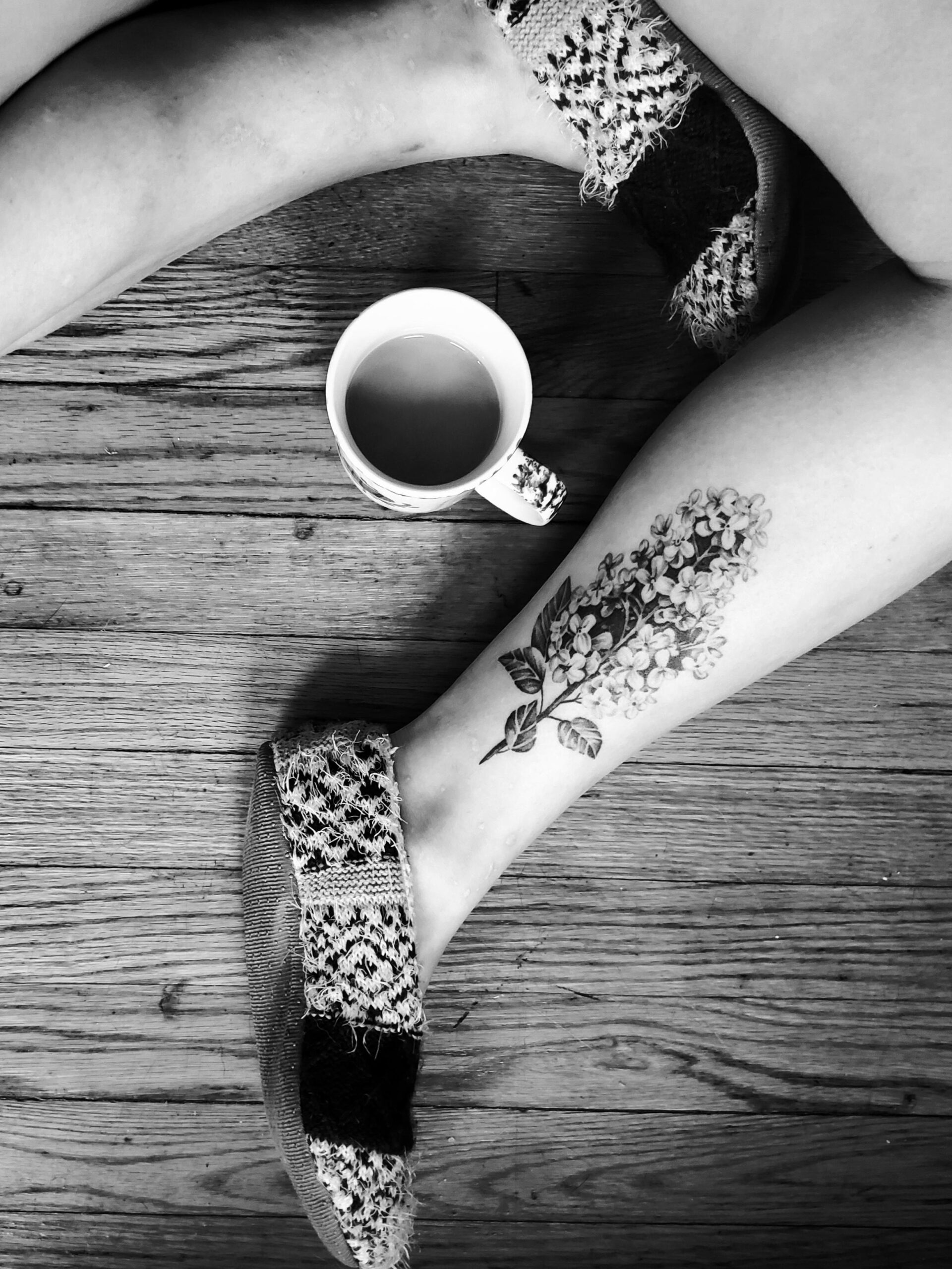 Whimsical Lilac Calf Tattoo Aesthetic