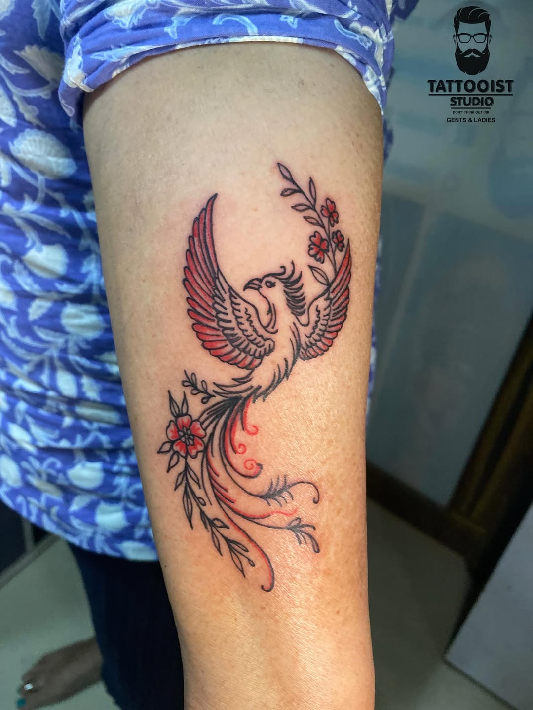 Colorful Floral Phoenix Tattoo