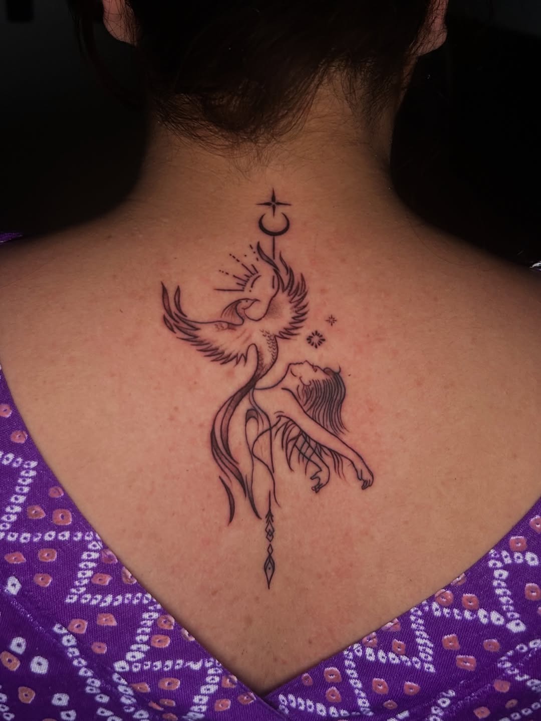 Elegant Back Phoenix Tattoo Inspiration