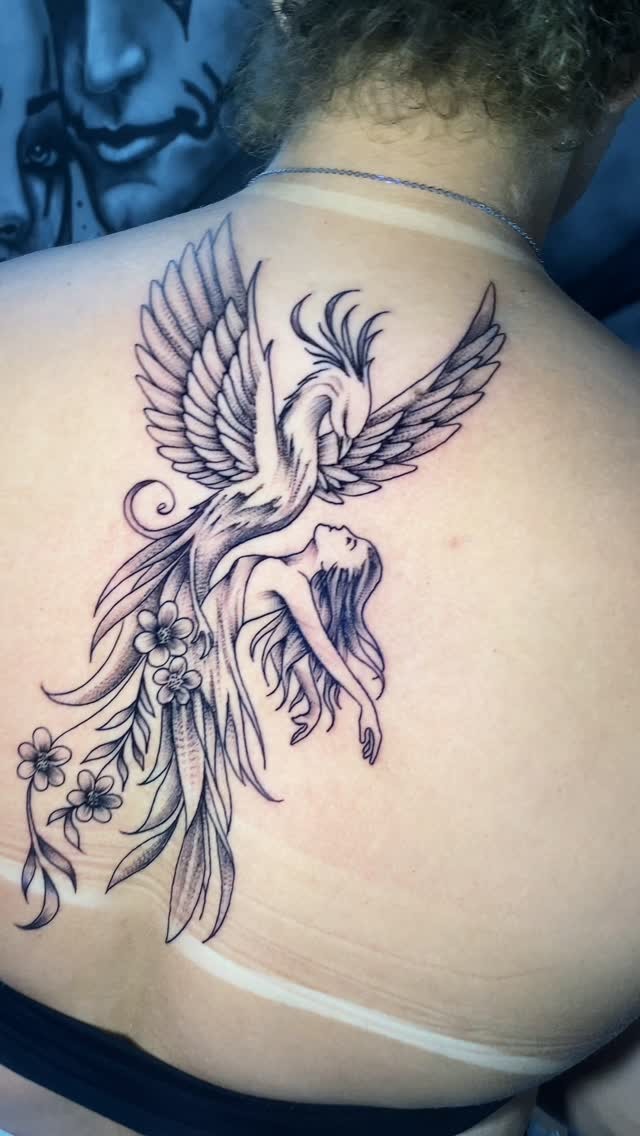 Whimsical Mythical Figure Back Piece