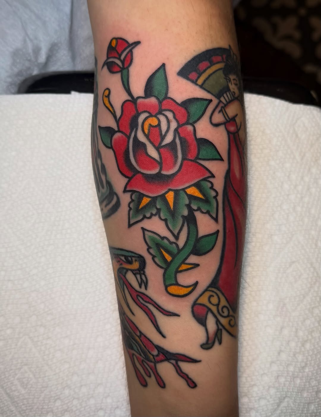 Vibrant Traditional Floral Tattoo