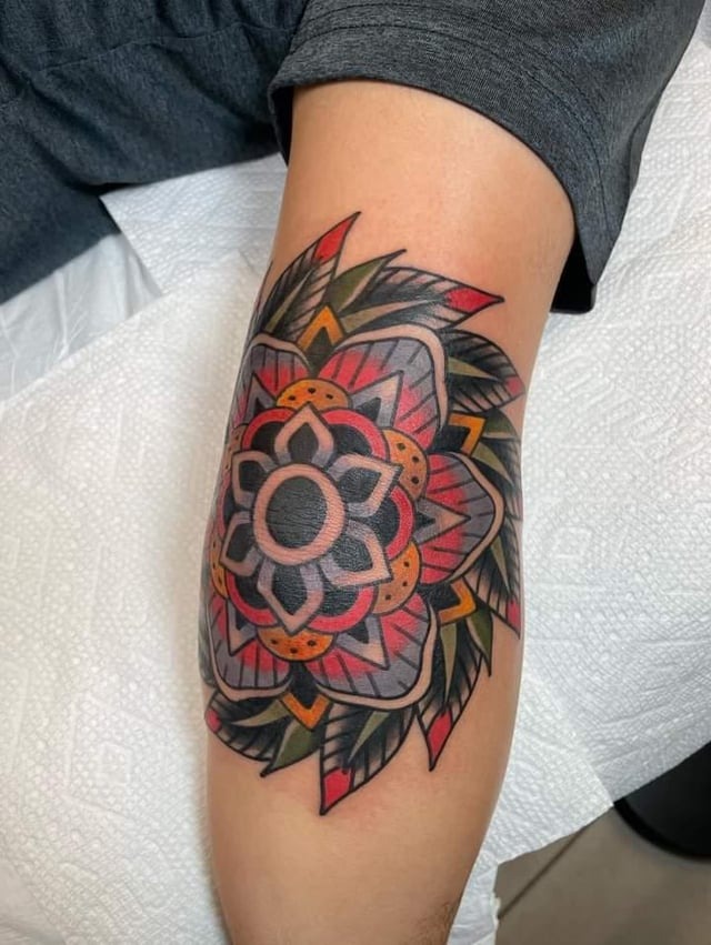 Colorful Traditional Style Mandala Tattoo