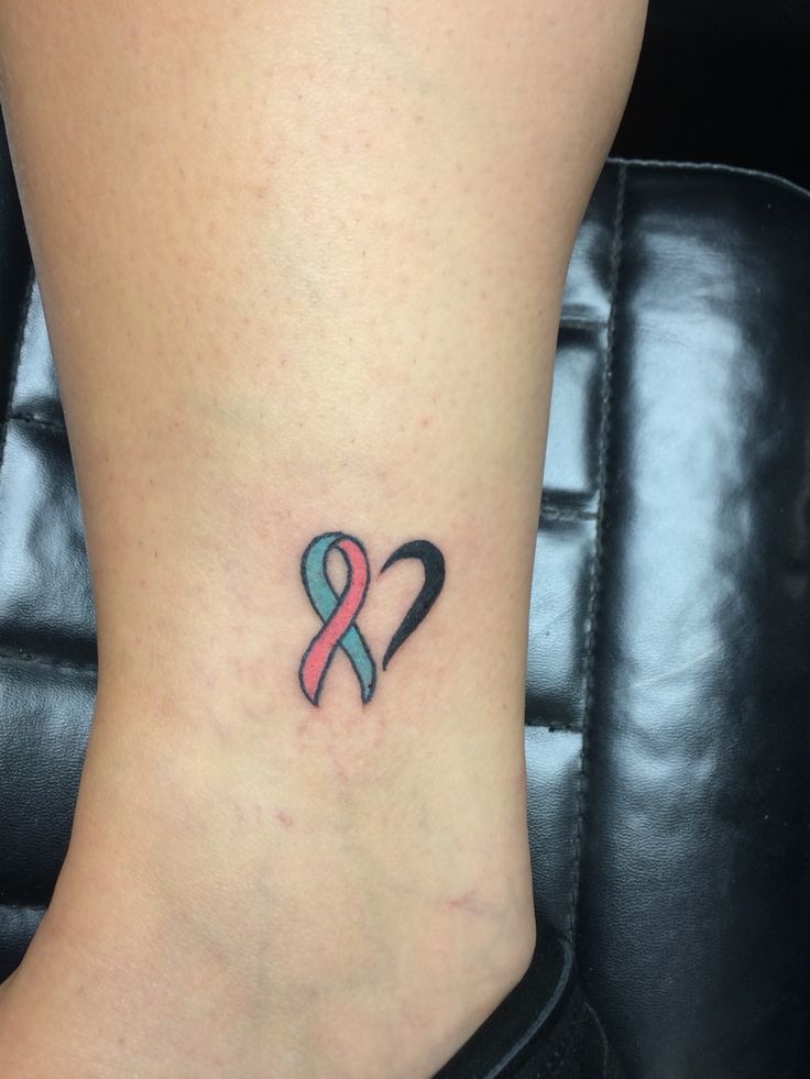 Simple awareness ribbon heart tattoo