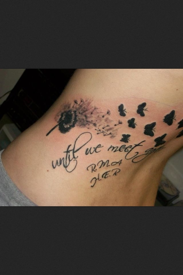 Dandelion and Butterfly Memorial Tattoo Script