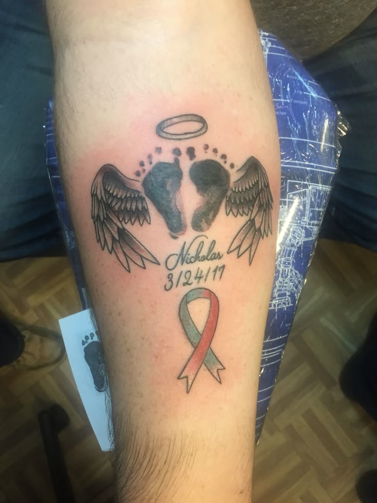 Memorial Footprints Tattoo with Personalized Date