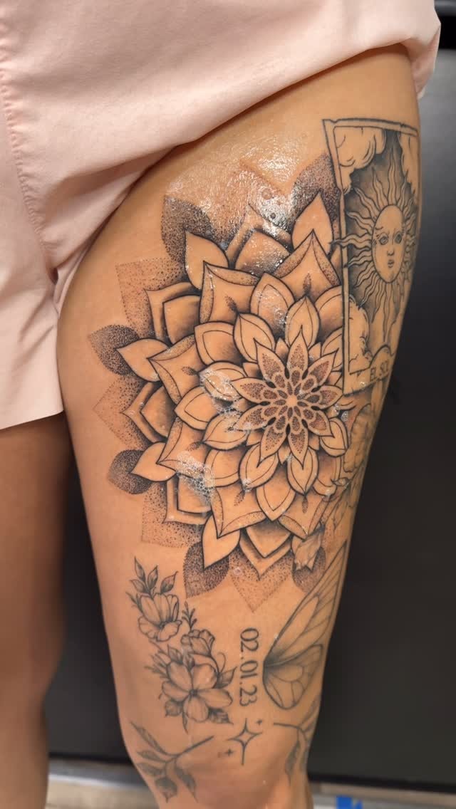 Intricate Thigh Mandala Ink