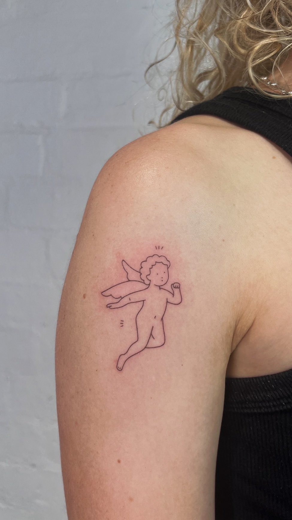 Delicate Minimalist Cupid Memorial Ink