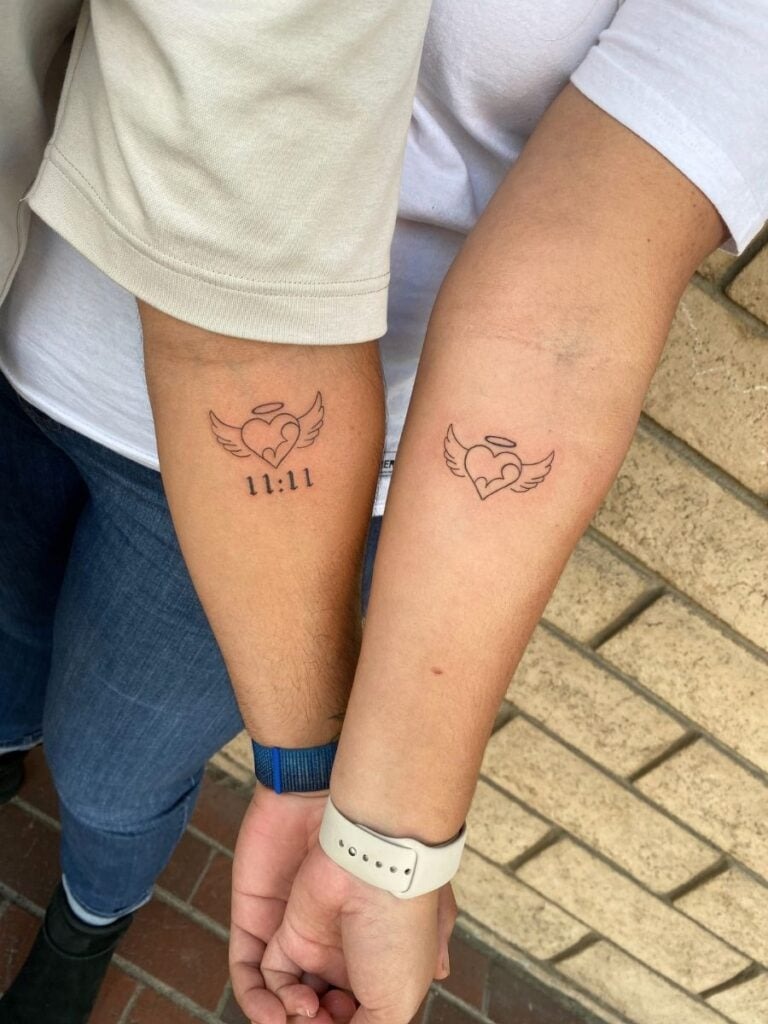 Matching Angelic Heart Remembrance Tattoos
