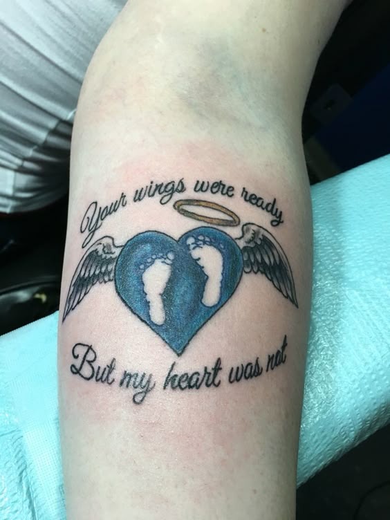 Heart and Wings Memorial Tattoo