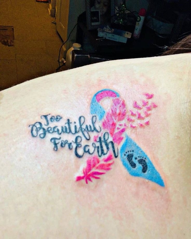 Meaningful 'Too Beautiful for Earth' Ribbon Tattoo