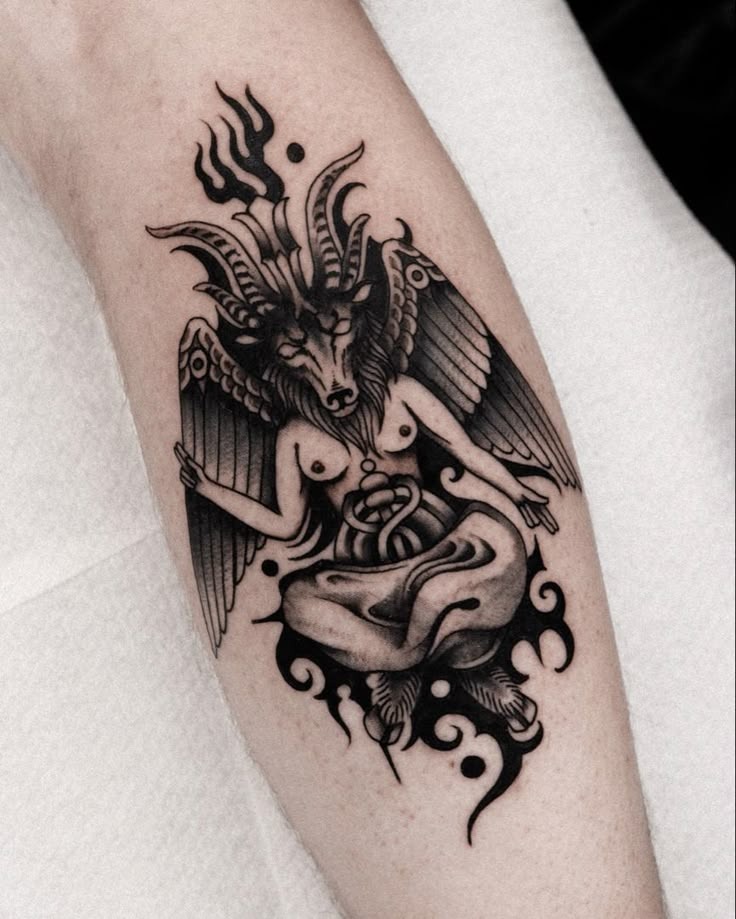 Ornate Baphomet Illustration Tattoo