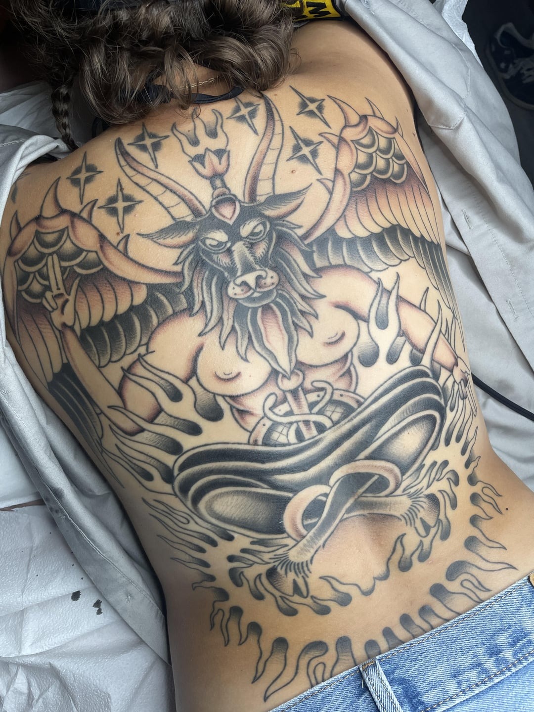Detailed Baphomet Back Tattoo Art