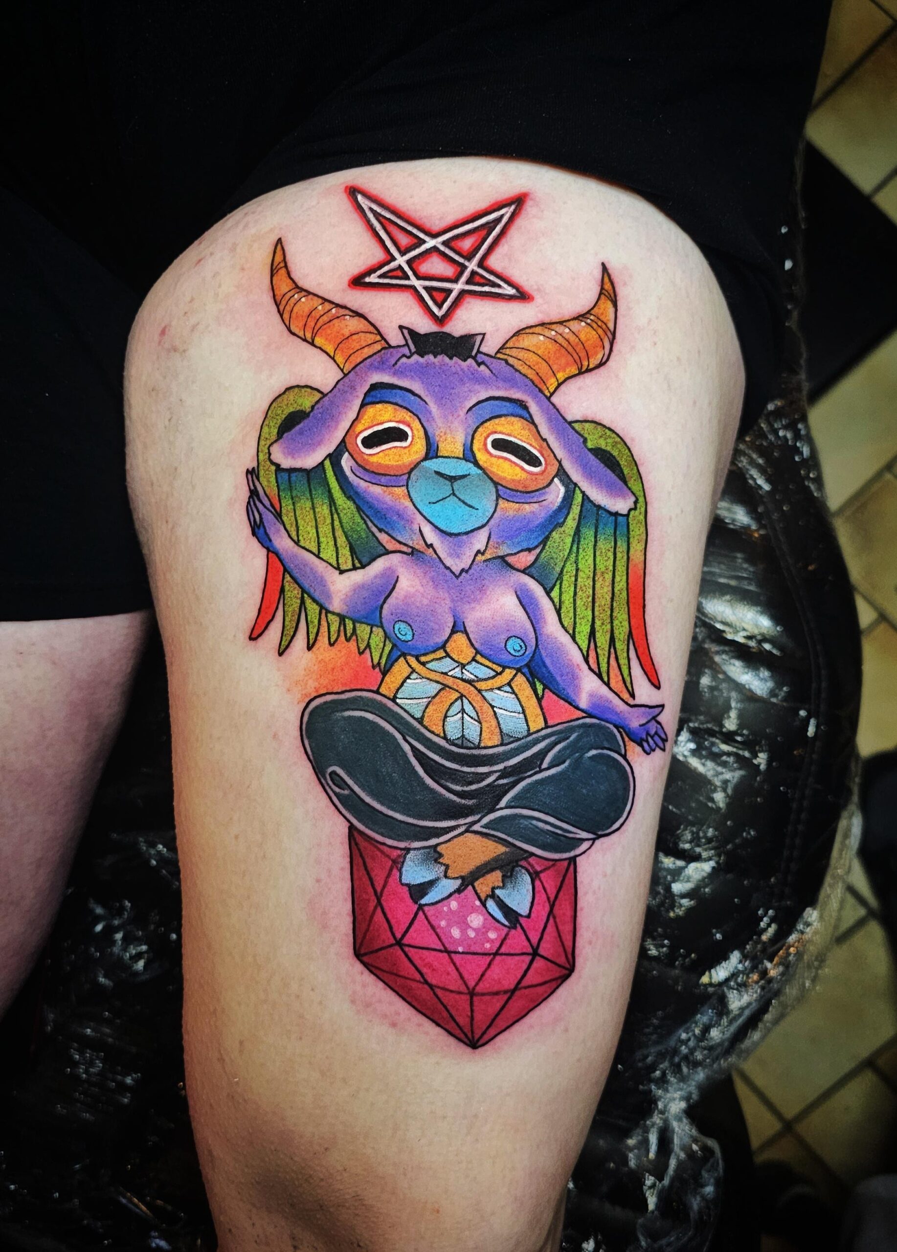 Colorful Neo-Traditional Baphomet Ink