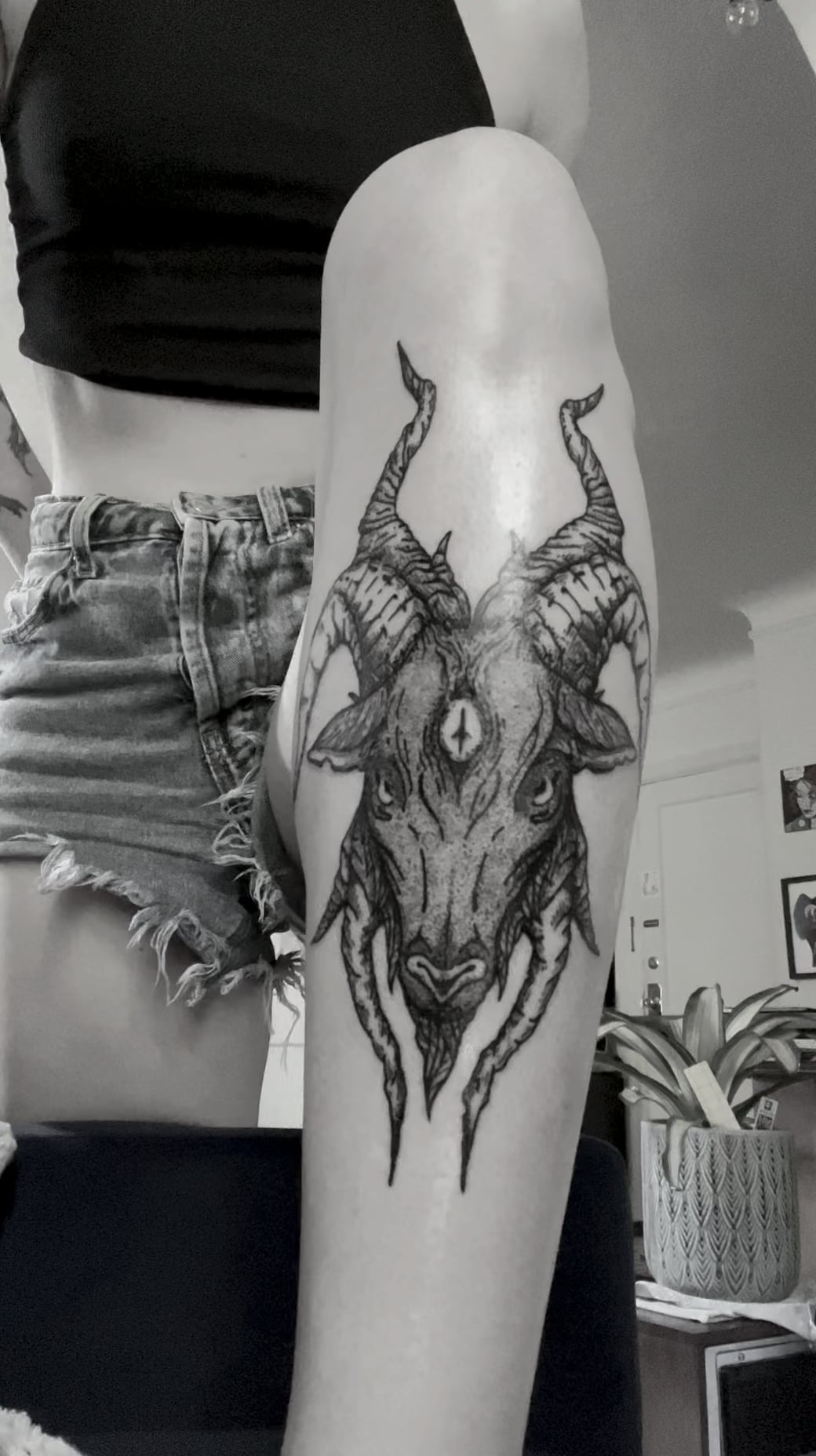 Bold Baphomet Leg Sleeve Design