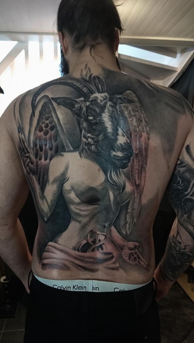 Classic Baphomet Full Back Tattoo