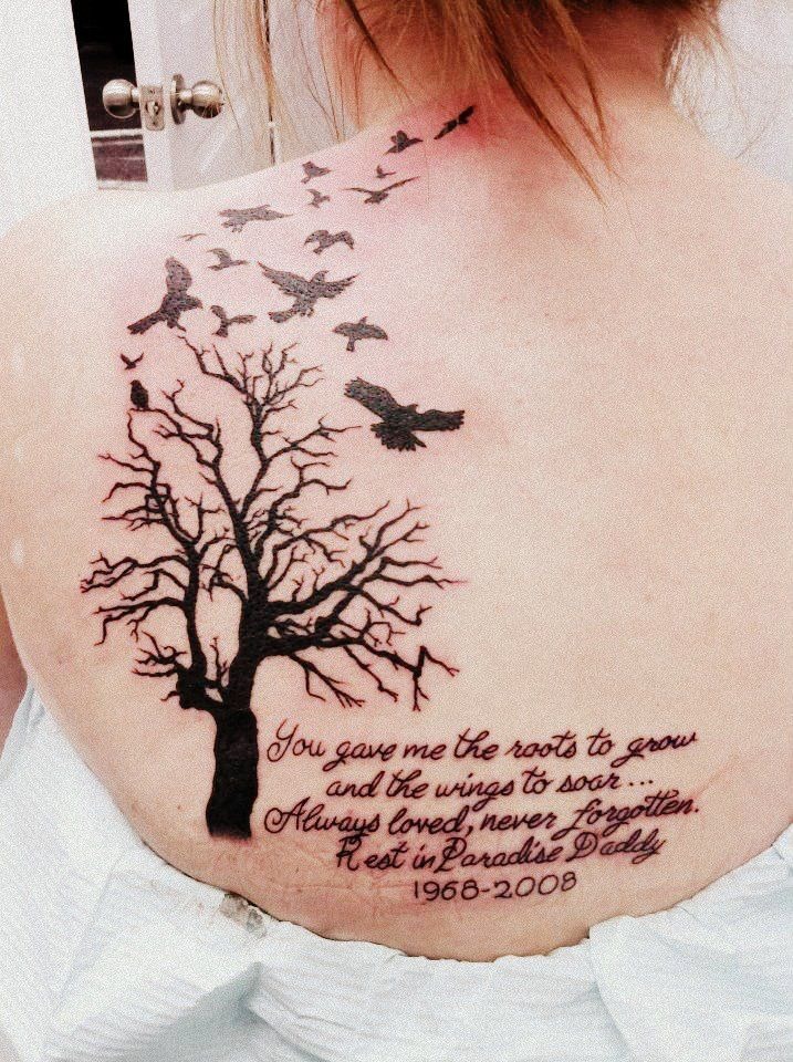 Tree of life back tattoo for memorial