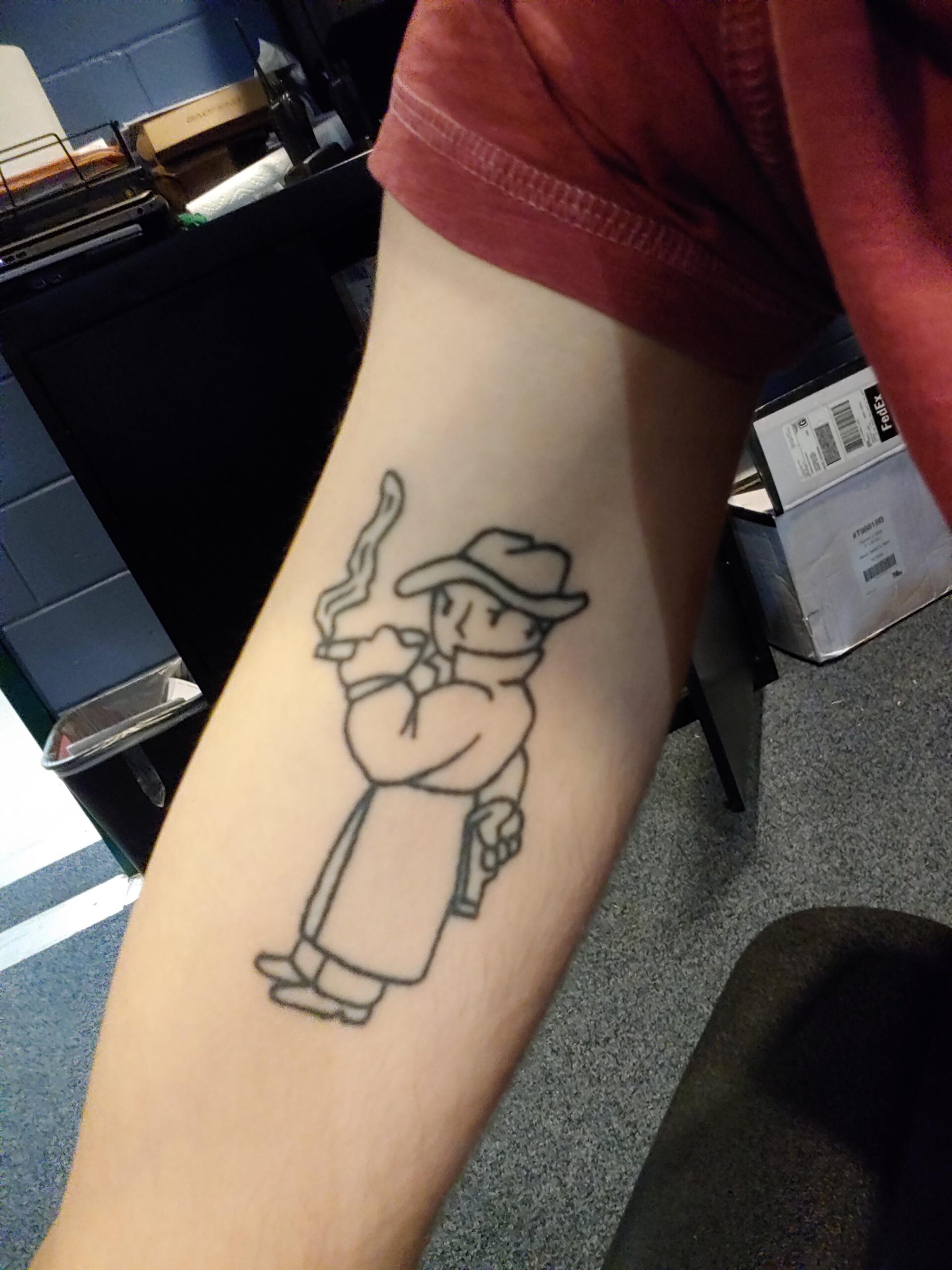Minimalist Fallout Vault Boy Line Work