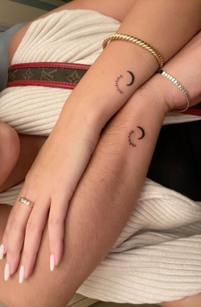 Minimalist Sun and Moon Matching Tattoos