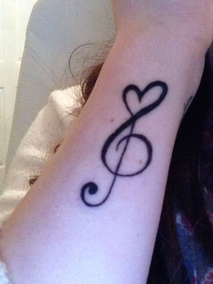 Classic Treble Clef Heart Tattoo