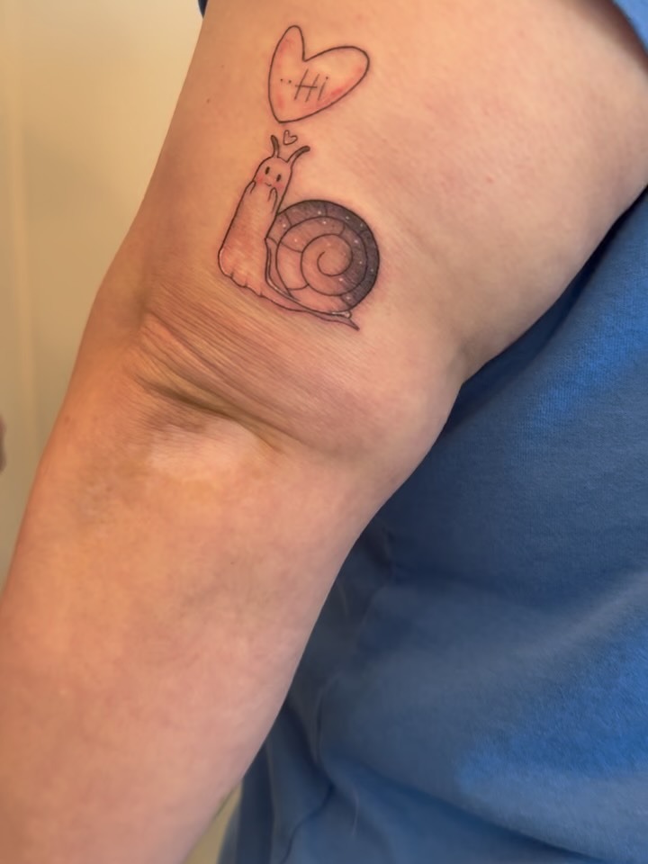 Whimsical Snail Couple Tattoo Design