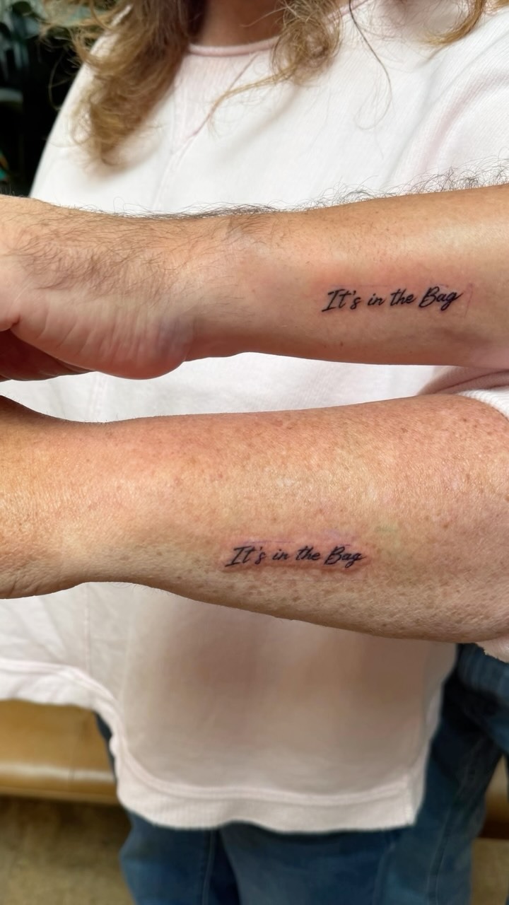 Matching Script Quote Tattoos