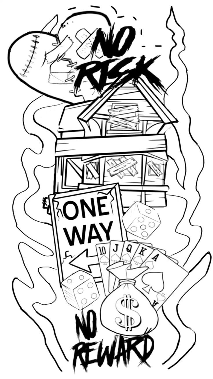 Bold Illustrative Outline Tattoo Flash