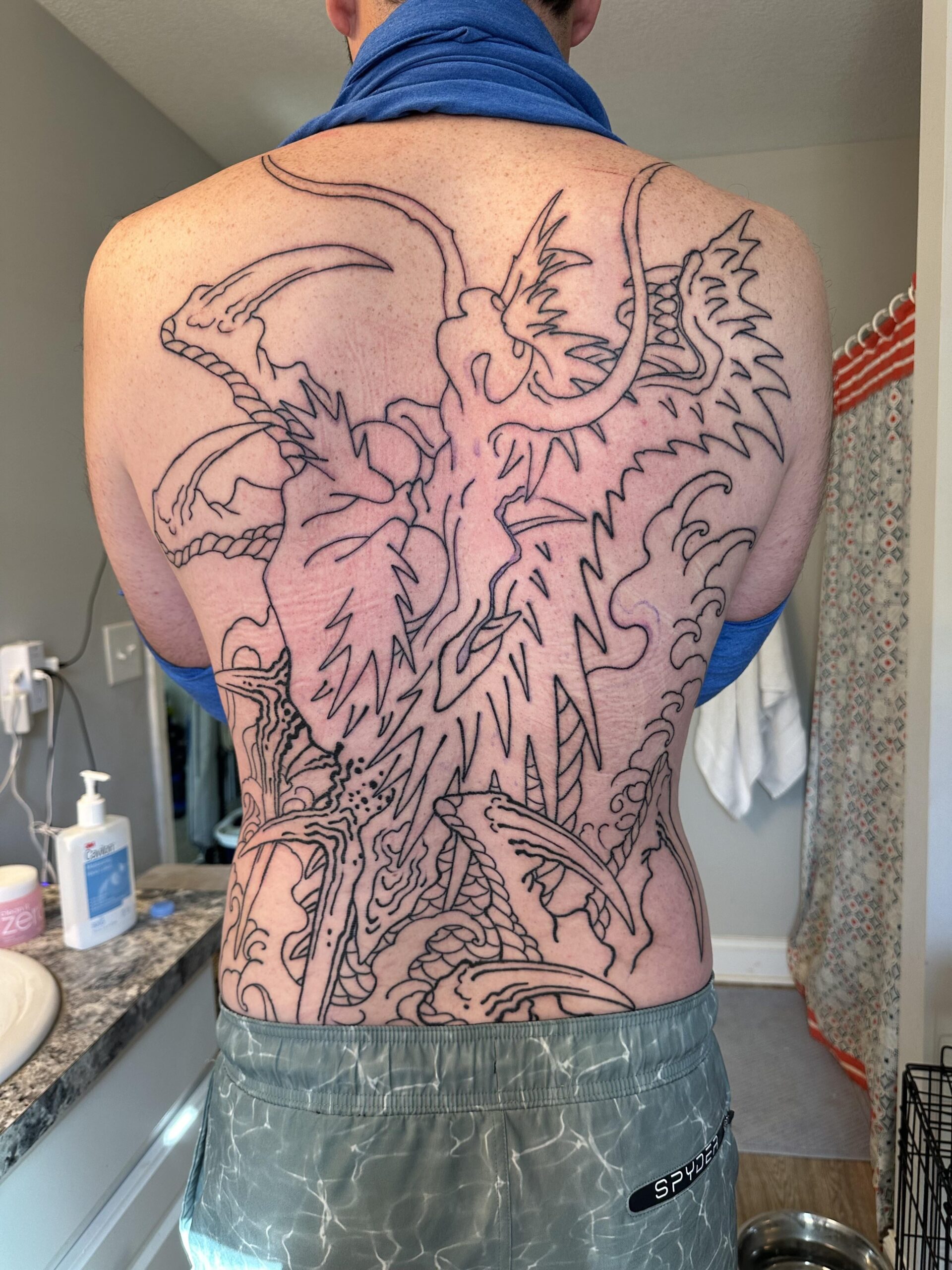 Mythical Dragon Full Back Outline