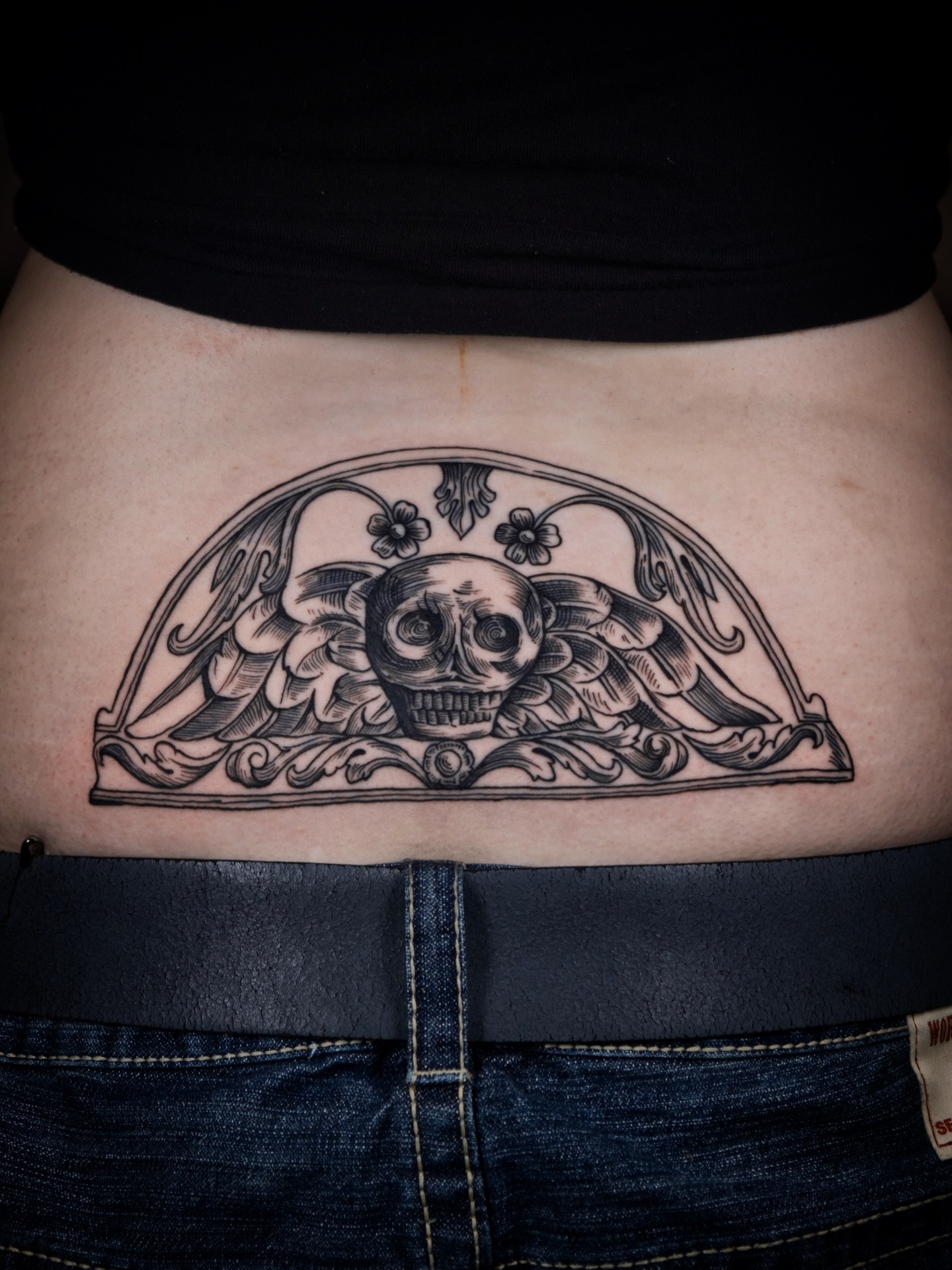 Ornate Skull Lower Back Design