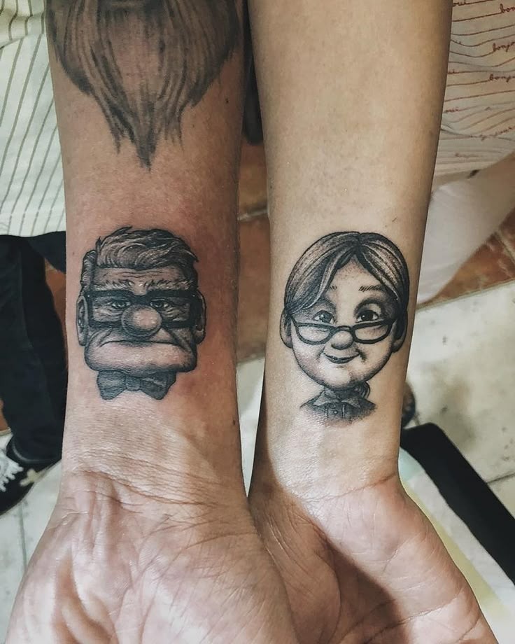 Whimsical Up-Inspired Couple Tattoos