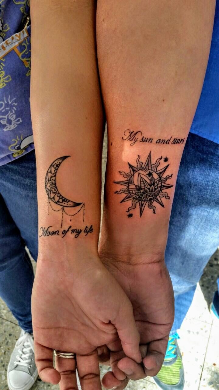 Sun and Moon Matching Tattoos