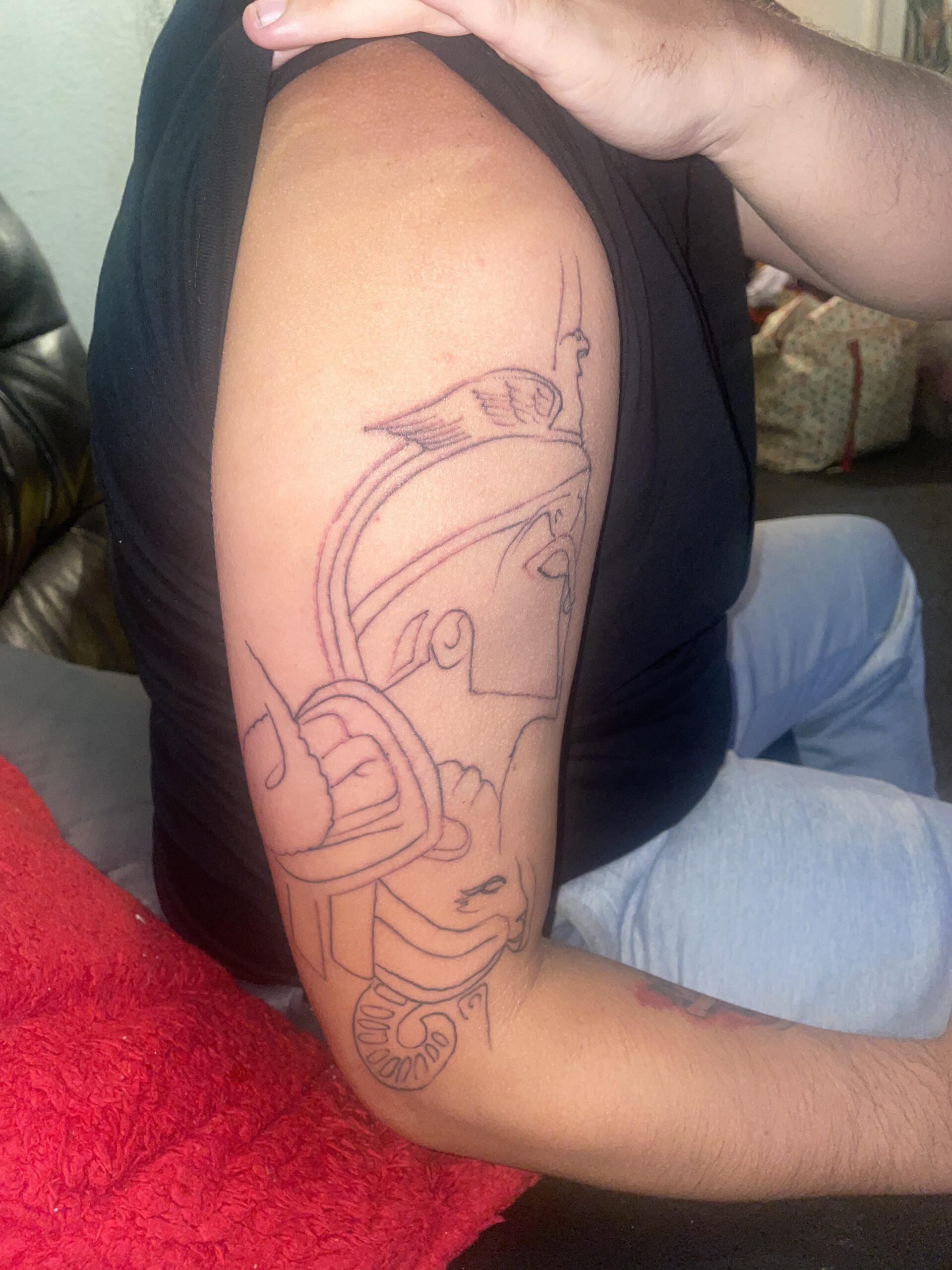 Classic Egyptian Design Outline Tattoo