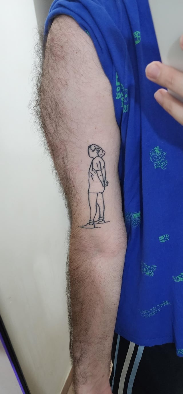 Minimalist Line Art Arm Tattoo