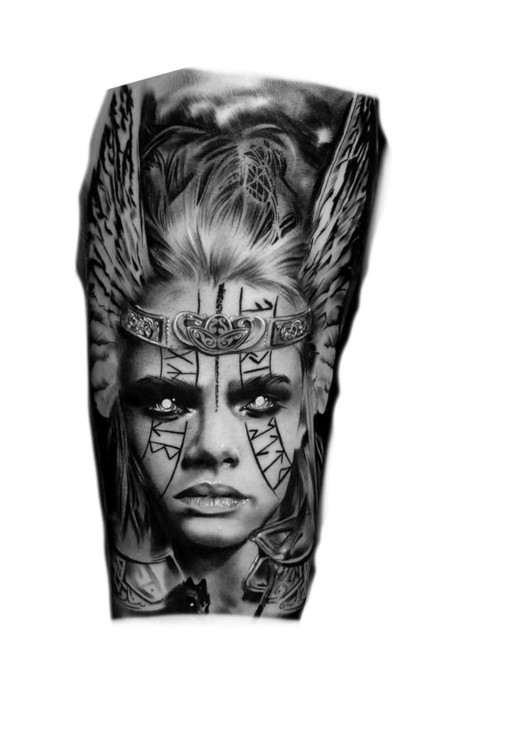 Detailed Valkyrie Arm Tattoo Design