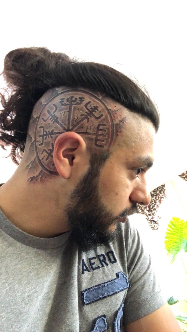 Norse Helm of Awe Head Tattoo