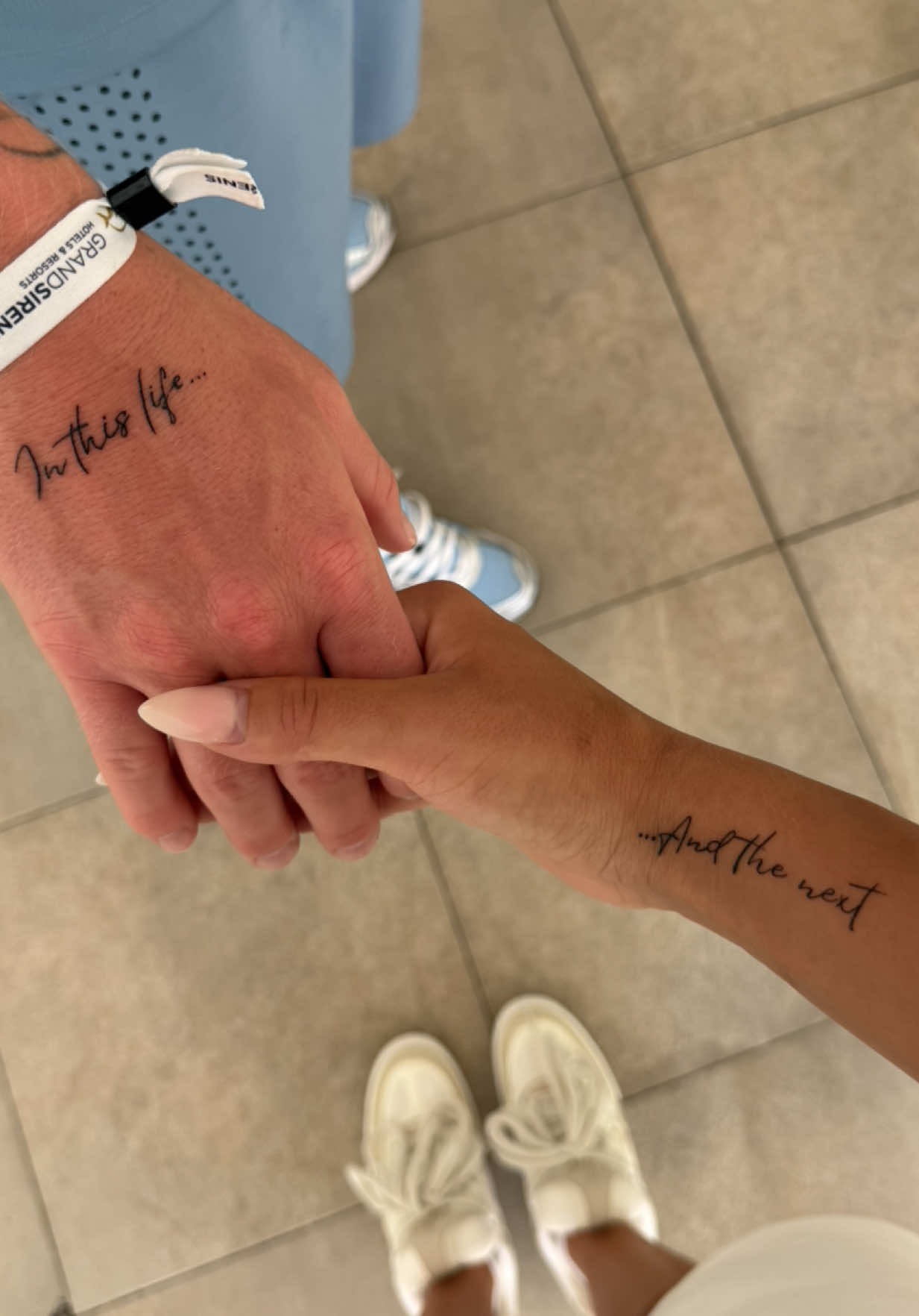 Romantic matching quote tattoos for couples
