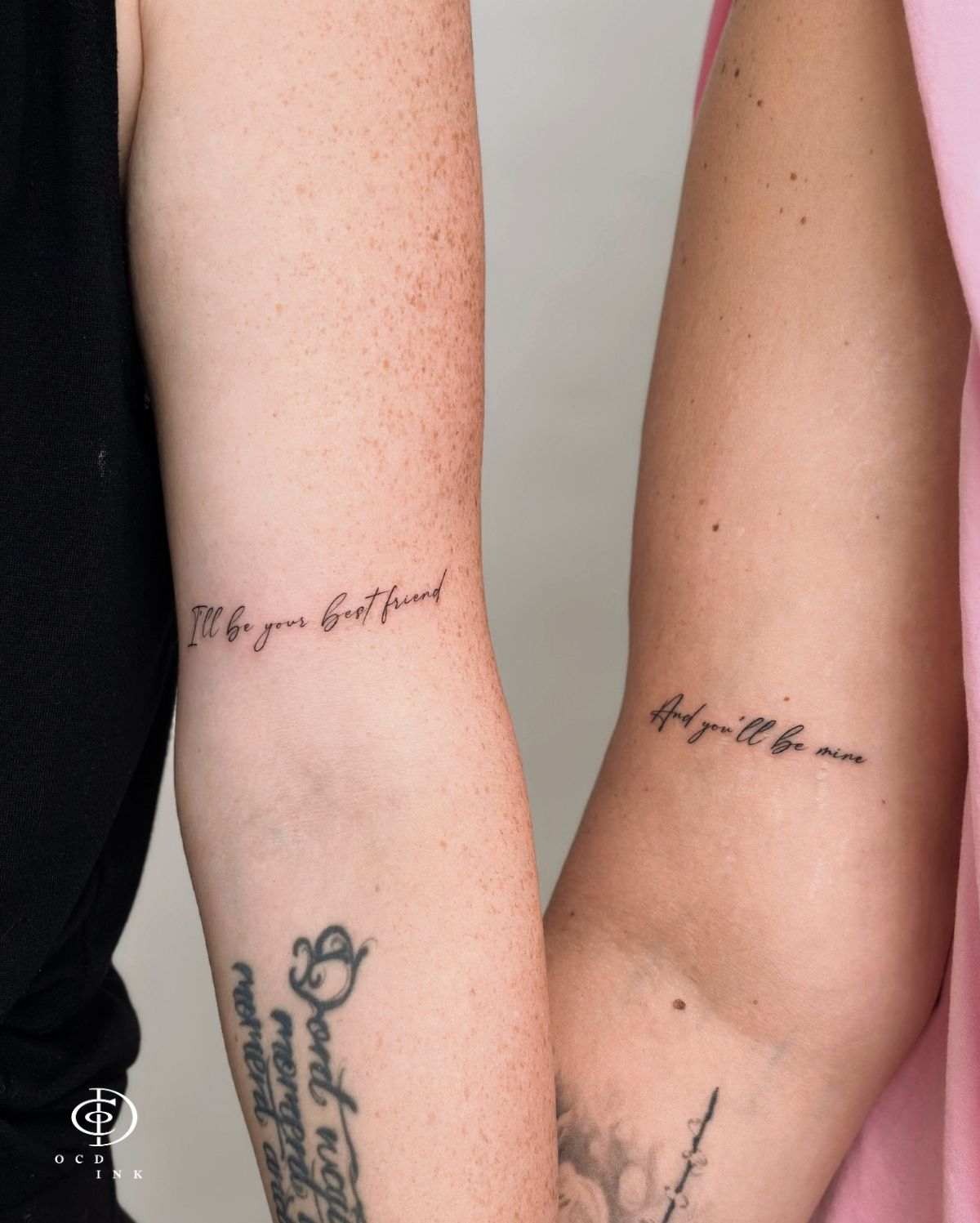 Sentimental matching quote tattoos