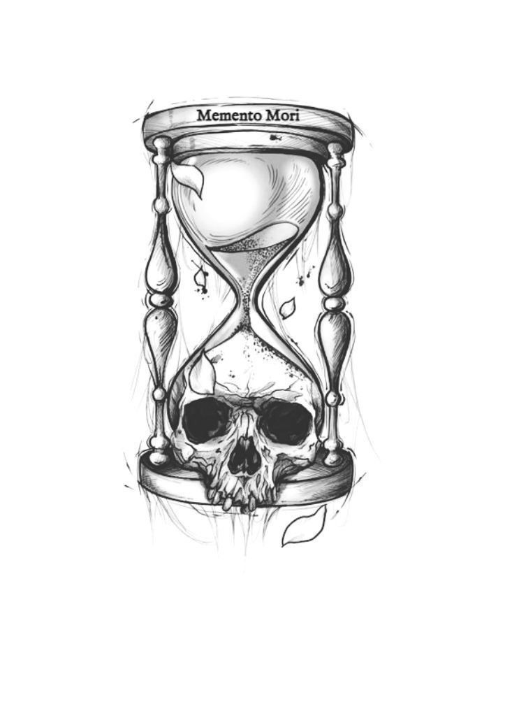 Memento Mori hourglass and skull design