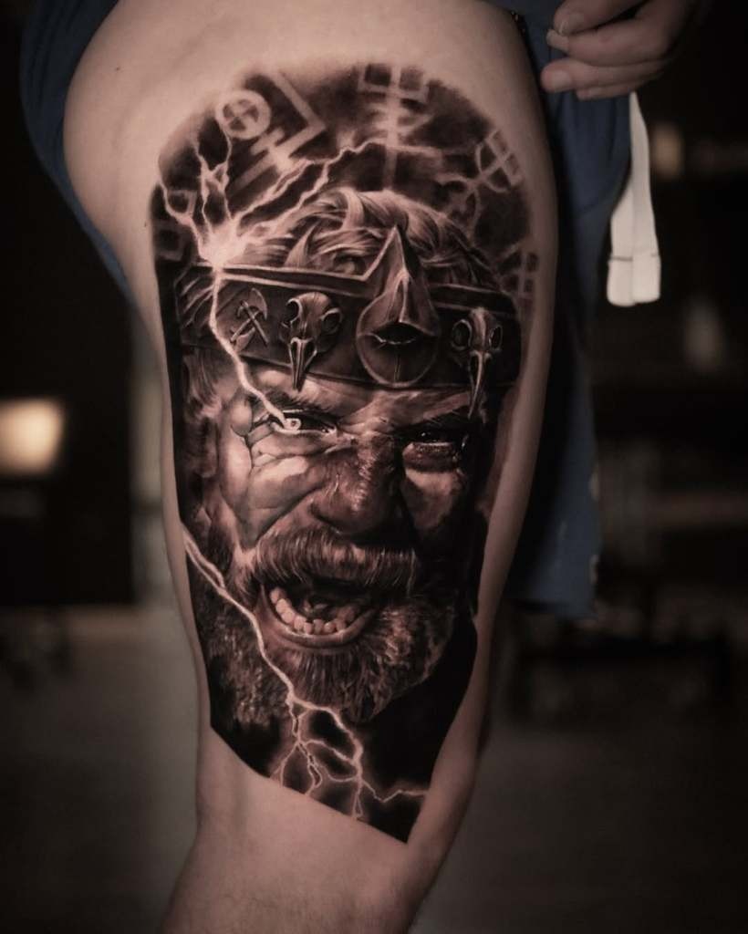 Majestic Odin Portrait Tattoo Design