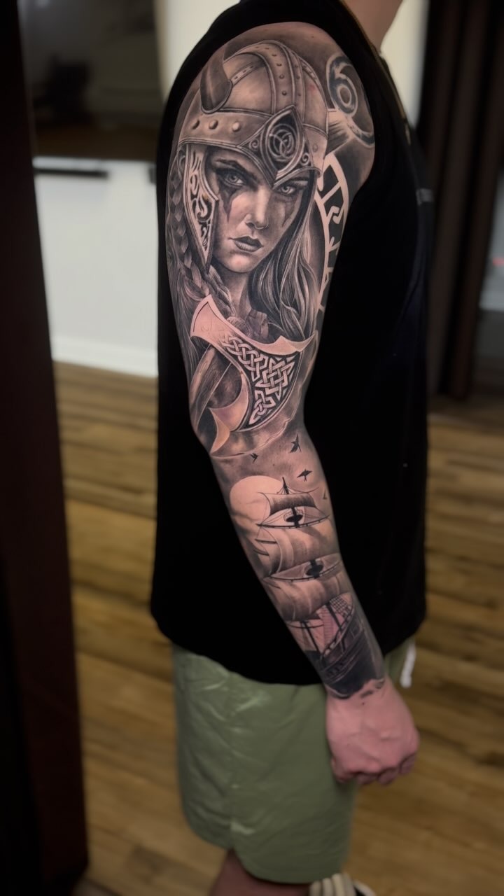 Detailed Viking Warrior Sleeve