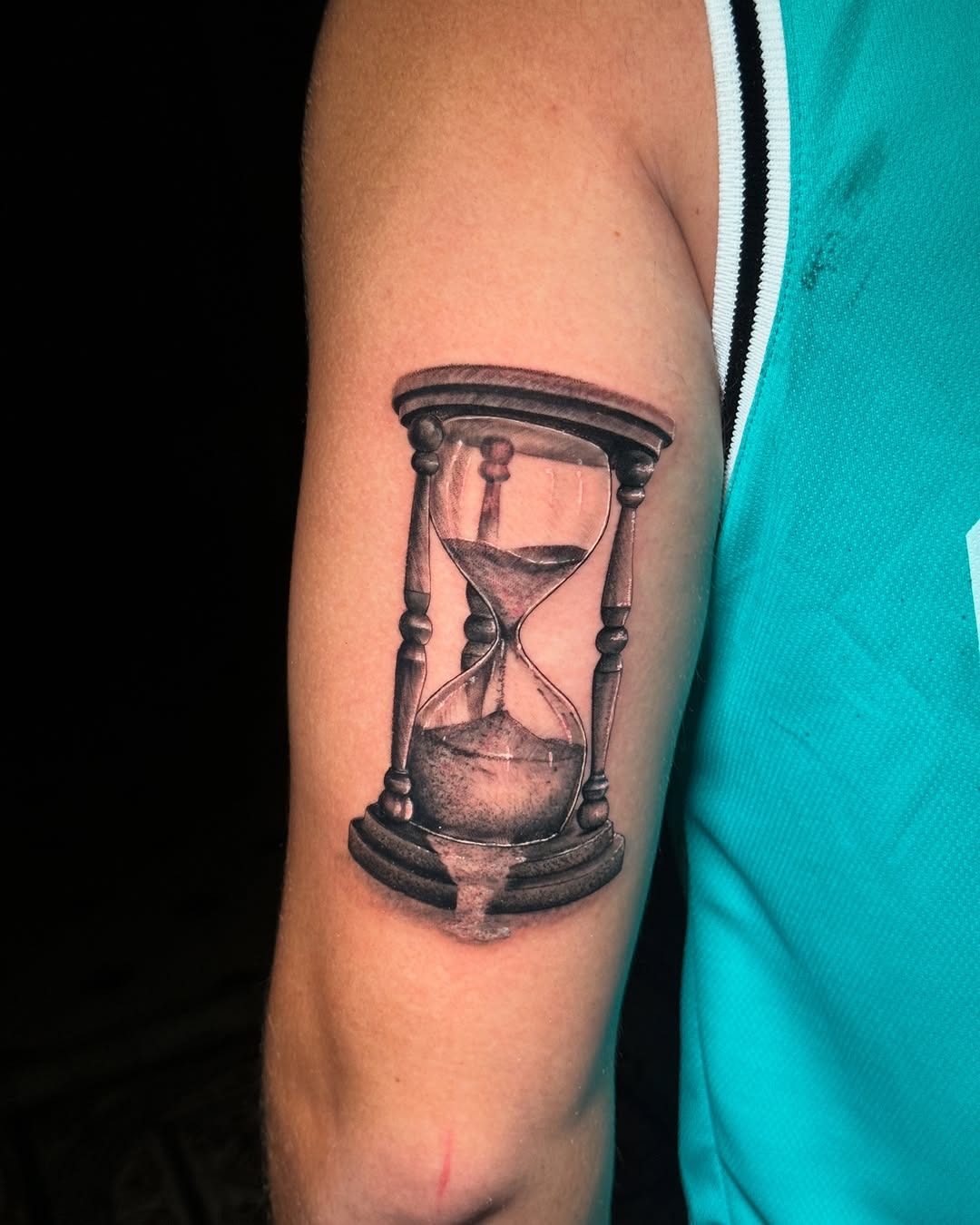 Classic Blackwork Hourglass Tattoo