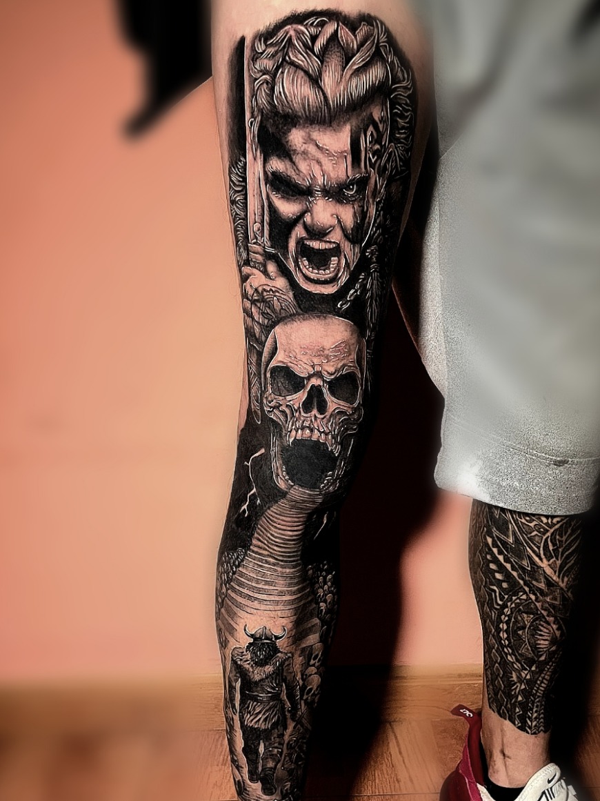 Dramatic Viking Warrior Leg Piece