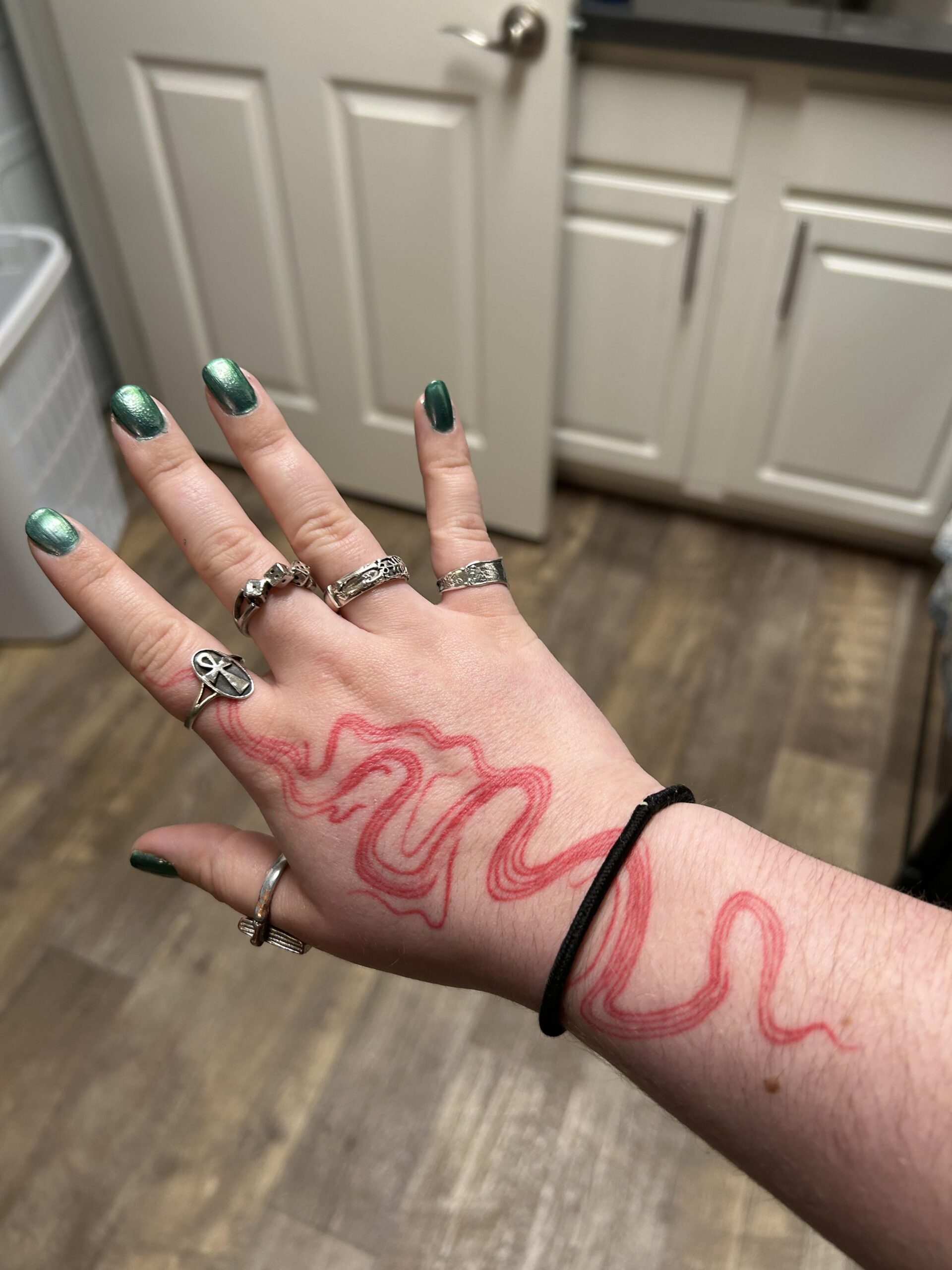 Unique red ink wrist design