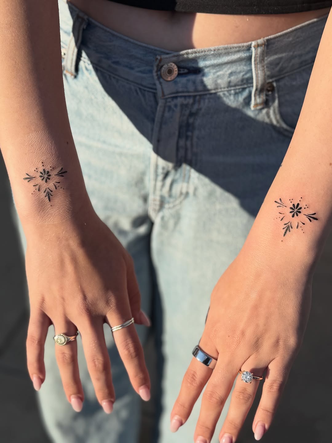 Chic dainty fine-line wrist tattoos