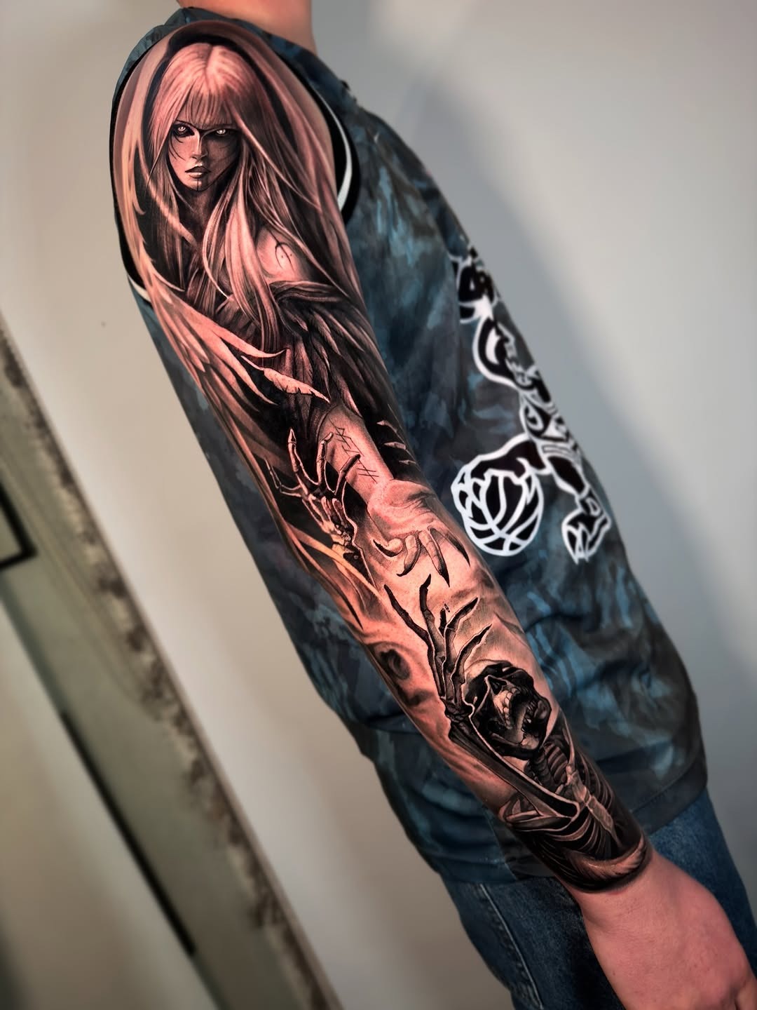Dark Valkyrie Sleeve Tattoo Idea