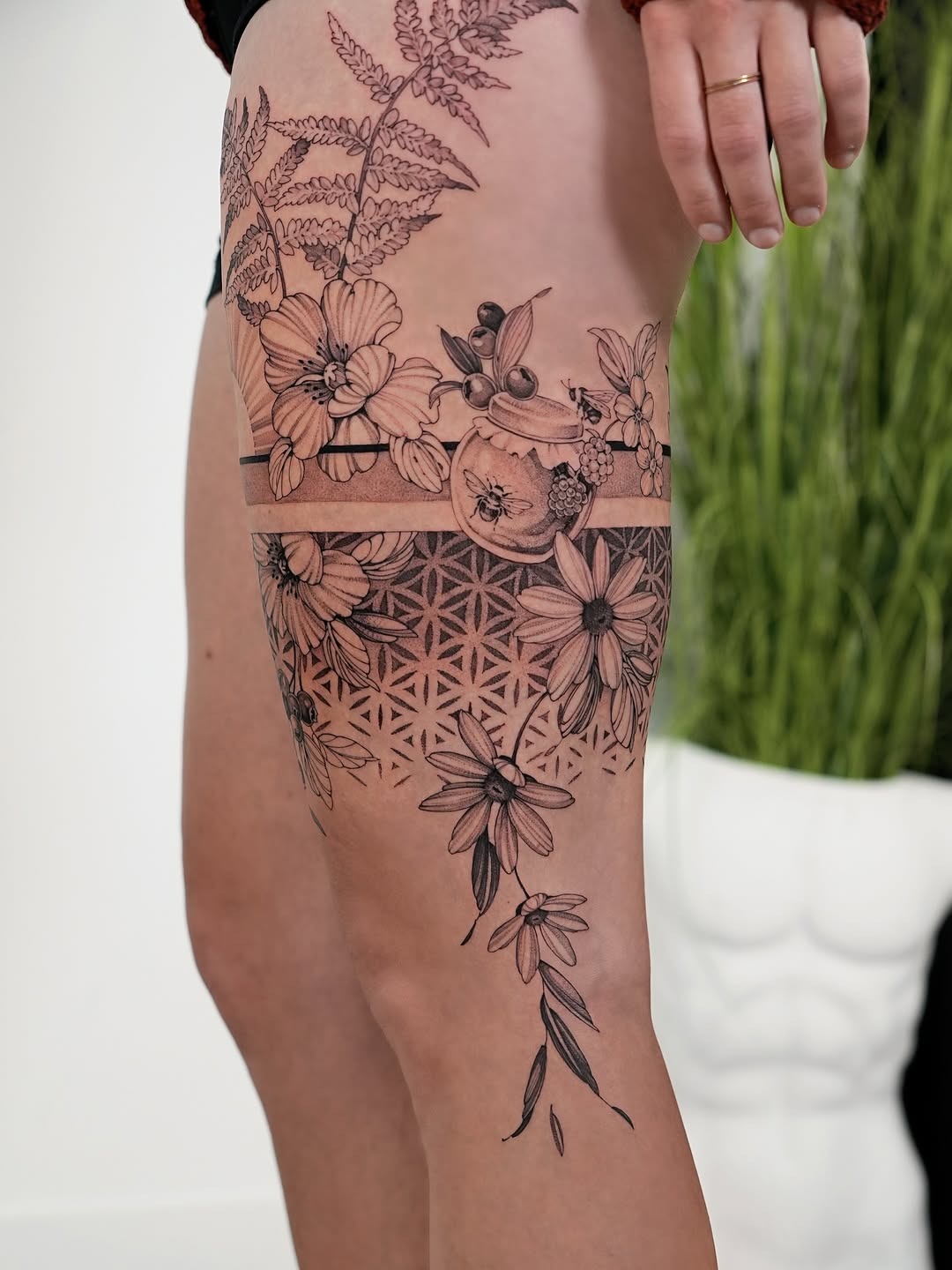 Elegant floral band tattoo design