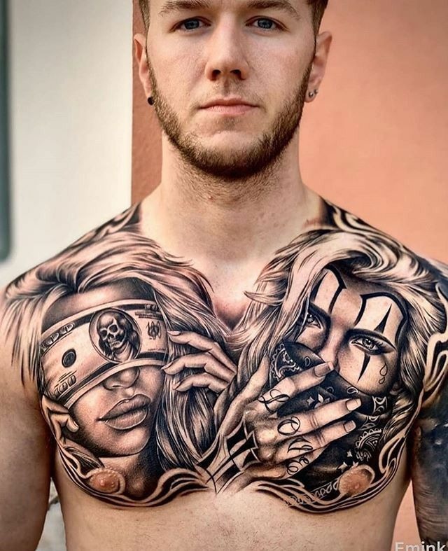 Intricate Portrait Style Chest Tattoos