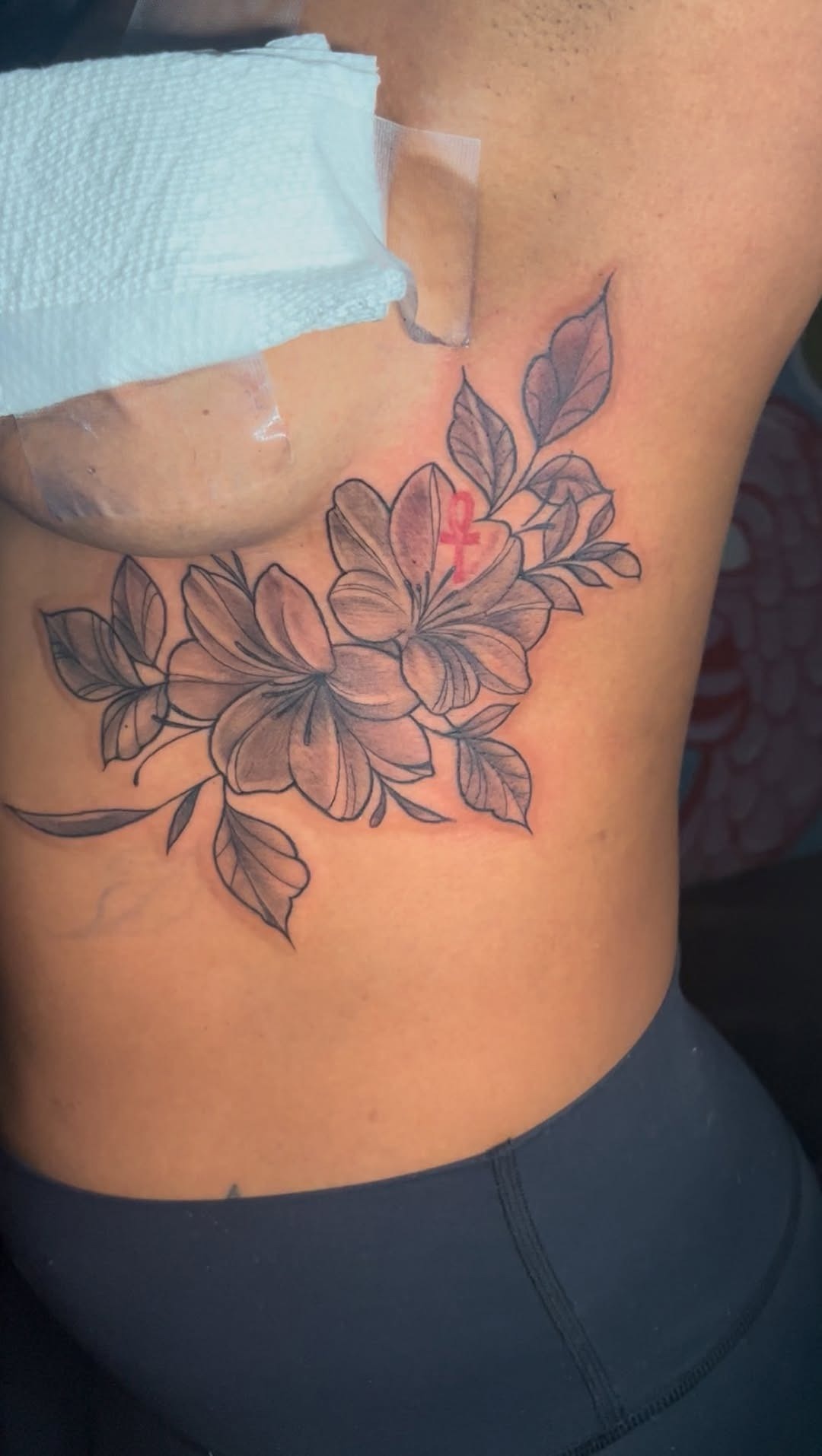 Soft Botanical Under-Bust Tattoo Design